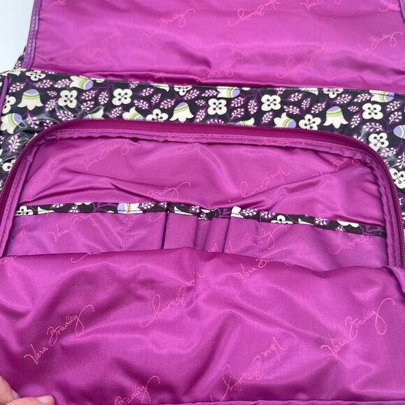 VERA BRADLEY Shoulder Purple Plum Petals Floral Frill Vinyl Messenger Bag NWOT - Picture 13 of 15